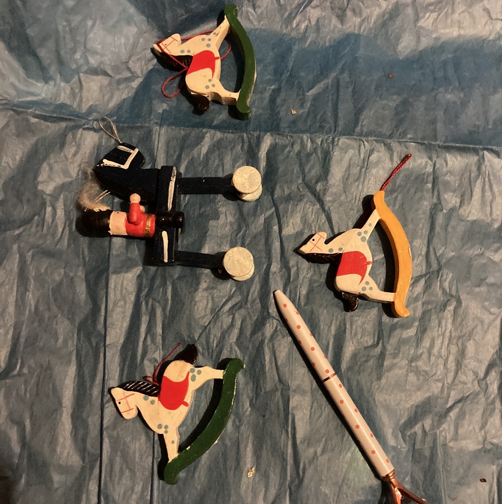 Set of 3 Vintage Rocking Chair Holiday Tree Ornaments